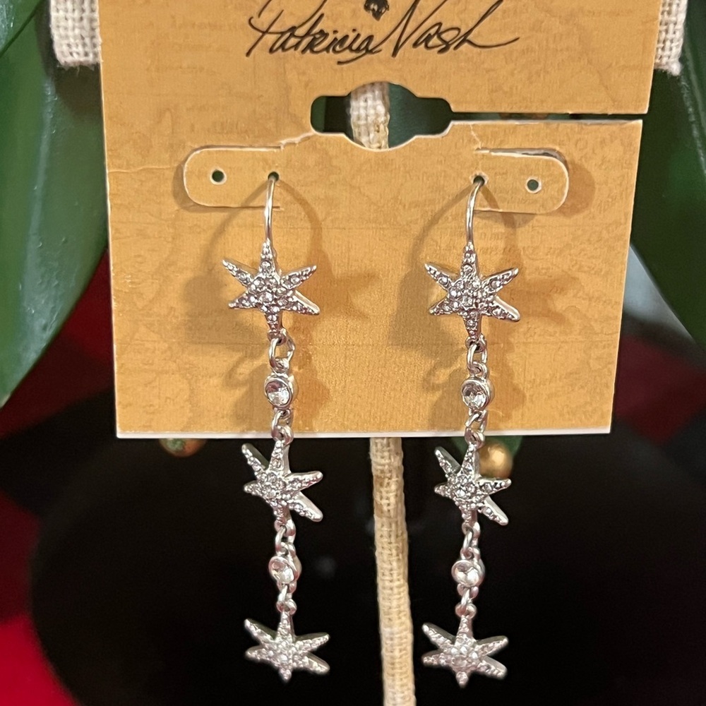 NWT Patricia Nash Silver Star Drop Earrings #PNER
